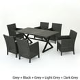 thumbnail image 1 of Noble House Blair 7 Piece Wicker Patio Dining Set in Gray, 1 of 9