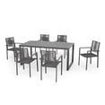 thumbnail image 1 of Noble House Blan 7 Piece Aluminum Patio Dining Set in Gray, 1 of 10