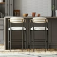 thumbnail image 1 of Noble House Boise Barnes Modern Glam Beige, Black, & Gold Colored Cushioned Bar Stool, 1 of 8