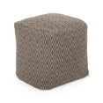 thumbnail image 1 of Noble House Boven Cotton Cube Pouf, Brown, Dark Grey, 1 of 6