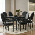 thumbnail image 1 of Noble House Braemere Fabric Upholstered Wood Expandable 7 Piece Dining Set, Gray and Black, 1 of 15