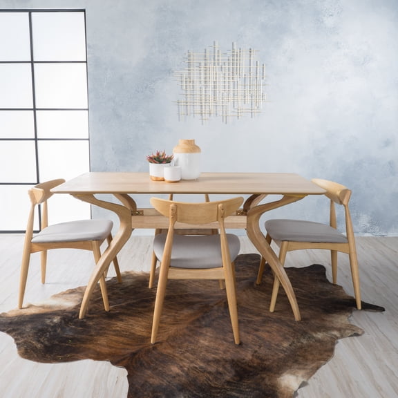 Noble House Branson Oak Wood 5 Piece Dining Set