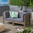 thumbnail image 1 of Luella Outdoor Modular Sectional Acacia Wood Loveseat with Cushions, Gray, Dark Gray, 1 of 8