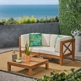 thumbnail image 1 of Noble House Brava 3 Piece Outdoor Acacia Wood Loveseat Set in Beige, 1 of 9
