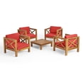 thumbnail image 1 of Noble House Brava Outdoor 4 Seater Club Chair & Coffee Table Set Teak, 1 of 10