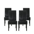 thumbnail image 1 of Noble House Braydon Faux Leather Dining Chairs, Set of 4, Midnight Black, Espresso, 1 of 8