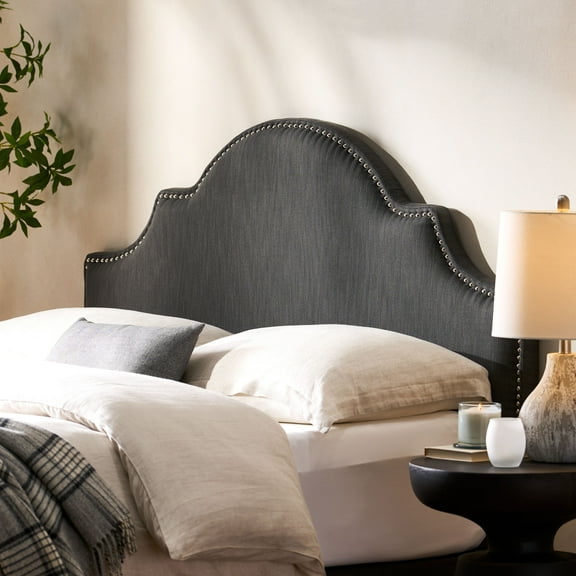 Noble House Braylee Fabric Queen/Full Headboard, Grey