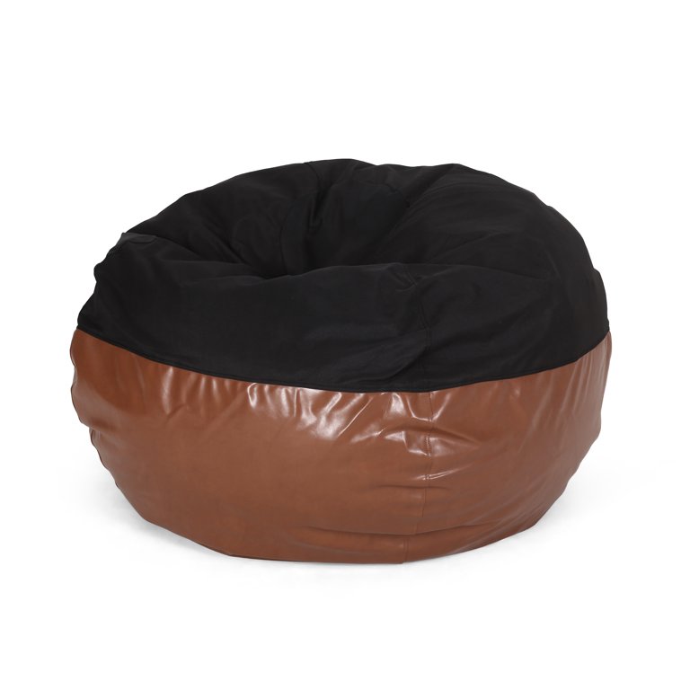 Noble House Brenizer Bean Bag Chair, Black and Coffee Brown