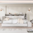 thumbnail image 1 of Noble House Brevon Full Size Upholstered Daybed with Trundle, Built-in USB Charging Station and LED Light, Beige, 1 of 12