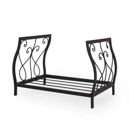 Noble House Brinda Traditional Metal Log Rack in Matte Black Finish