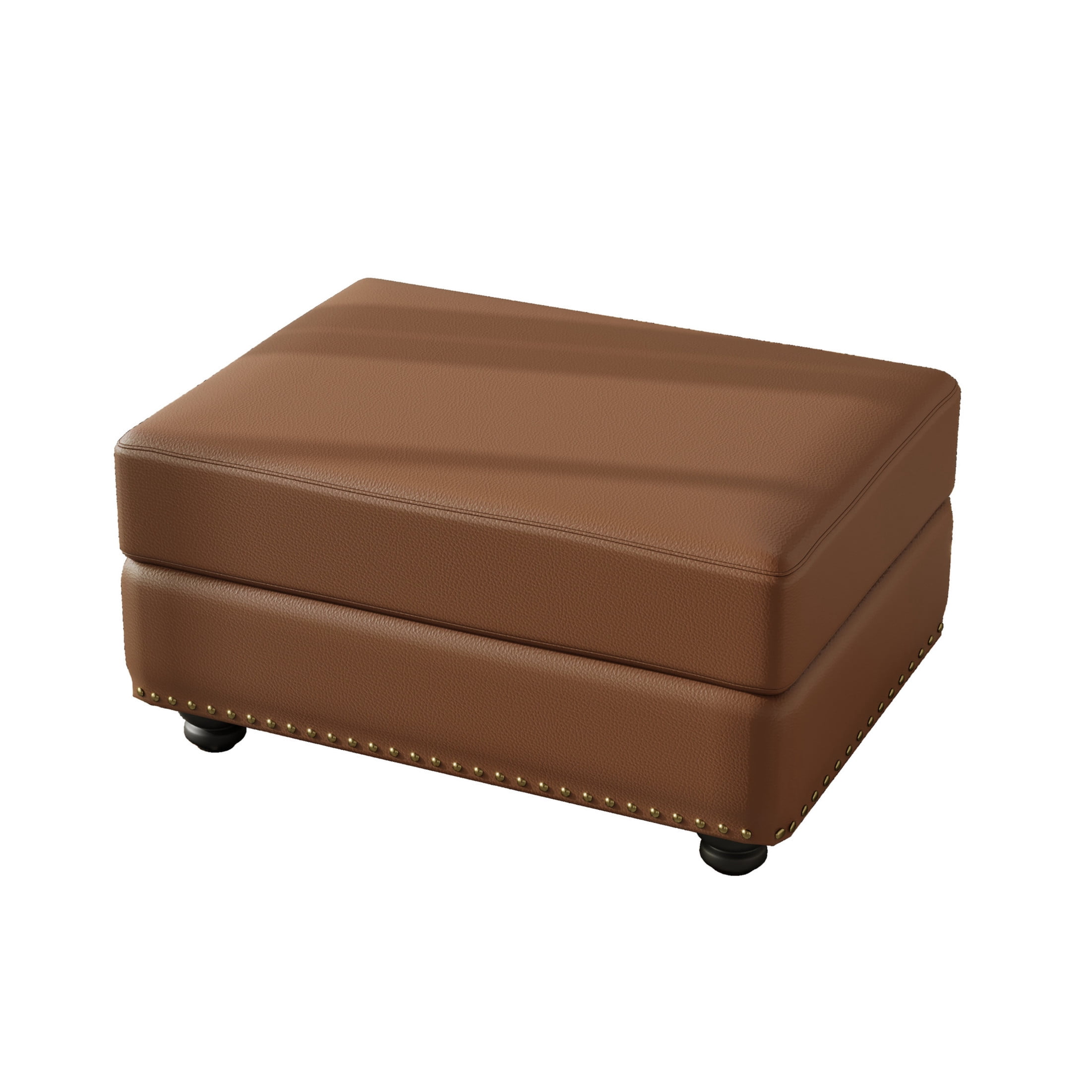 Noble House Brixo 31.5" Faux Leather Ottoman, Modular Sectional Extension Footstool and Coffee Table, Brown