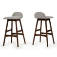 thumbnail image 1 of Noble House Brookes Mid-Century Modern Upholstered Barstools (Set of 2), Light Gray and Natural Walnut, 1 of 8