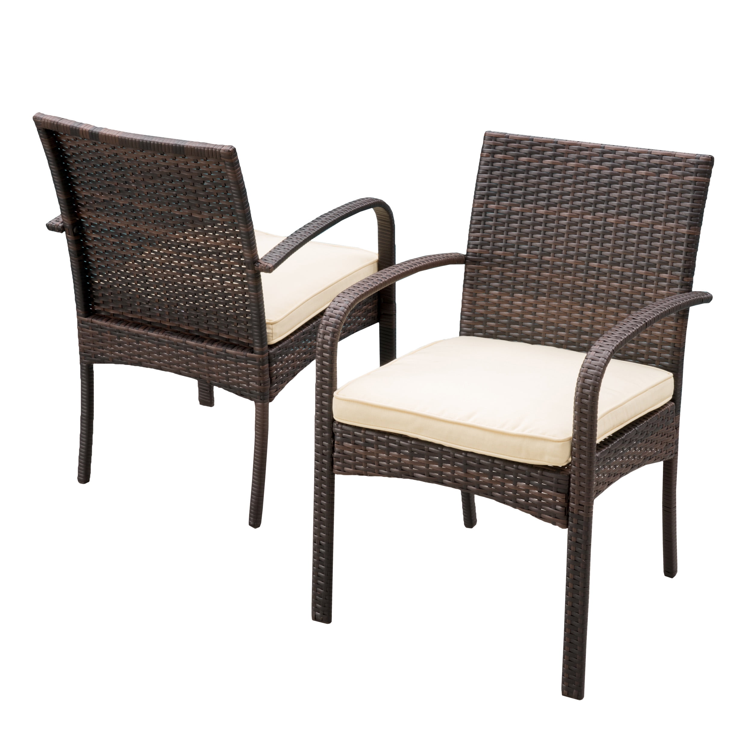 Noble House Brown Indoor Traditional Wicker Dining Chair Set, Cream