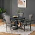 thumbnail image 1 of Noble House Bryan Fabric Upholstered Wood 5 Piece Circular Dining Set, Gray, 1 of 13