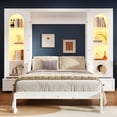thumbnail image 1 of Noble House Bryan French Style Queen Murphy Bed with Two Side Cabinets, Integrated Shelves, Drawers, and LED, White, 1 of 13