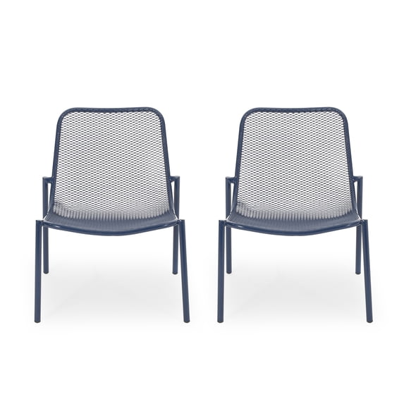Sajan Outdoor Modern Dining Chair, Set of 2, Matte Navy Blue
