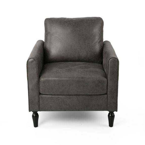 Noble House Cacey Contemporary Solid Club Chair, Slate and Black