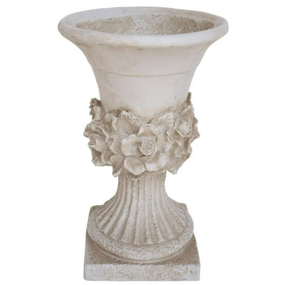 Noble House Calliope Outdoor Roman Chalice Garden Urn Planter in Antique White