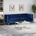 thumbnail image 1 of Noble House Camden Tufted Velvet 3 Seater Sofa, Midnight Blue, 1 of 11