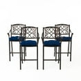 thumbnail image 1 of Noble House Waterbury Outdoor Barstool with Cushion in Navy (Set of 4), 1 of 9
