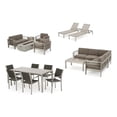 thumbnail image 1 of Noble House Cape 7-Seater Aluminum Estate Collection with Fire Pit in Khaki Gray, 1 of 9