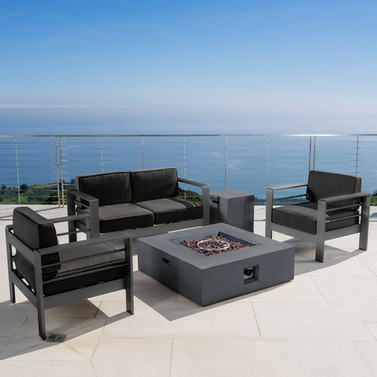 Noble House Cape Coral Piece Outdoor Aluminum Conversation Set