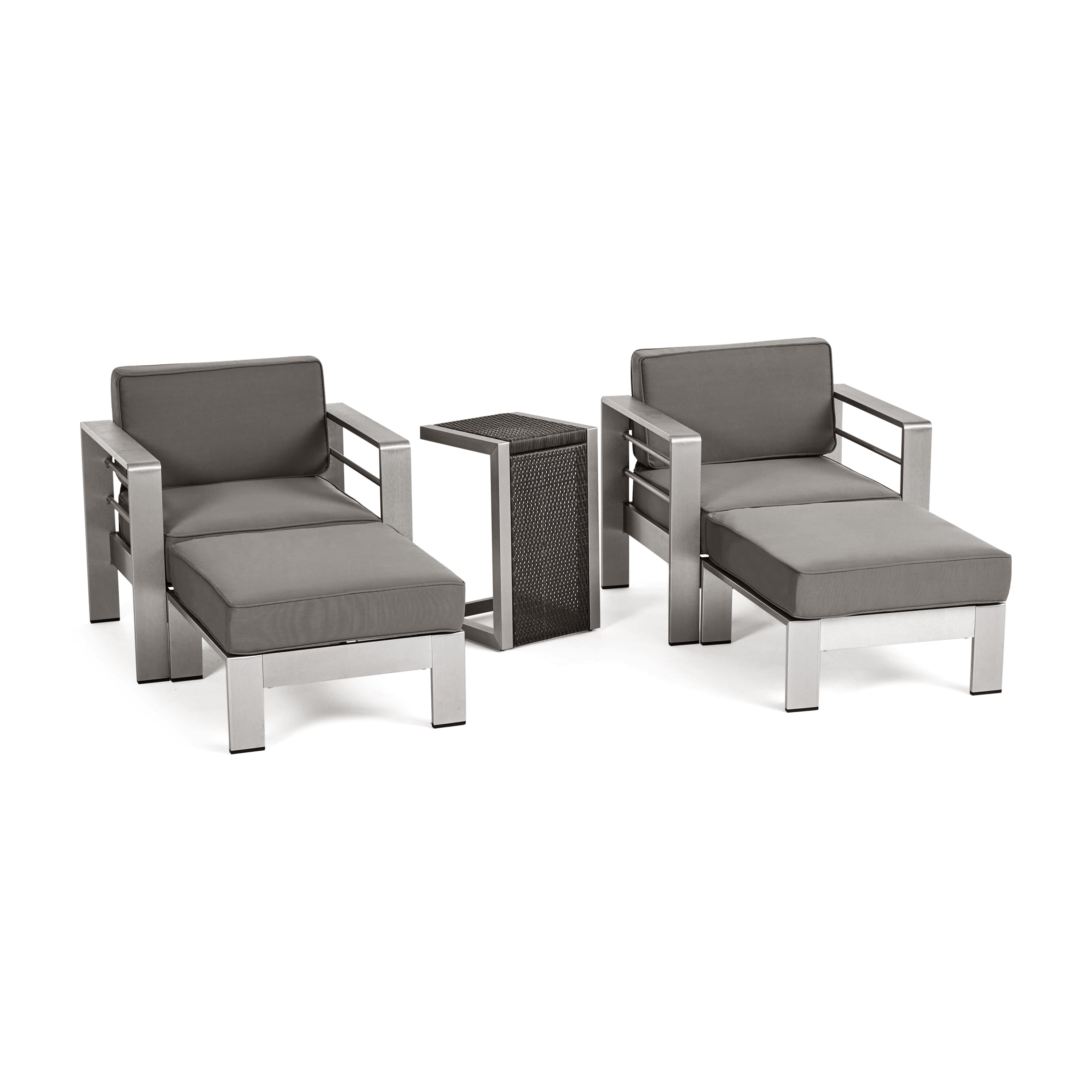 Noble House Cape Coral Outdoor Aluminum 2-Seater Club Chair Chat
