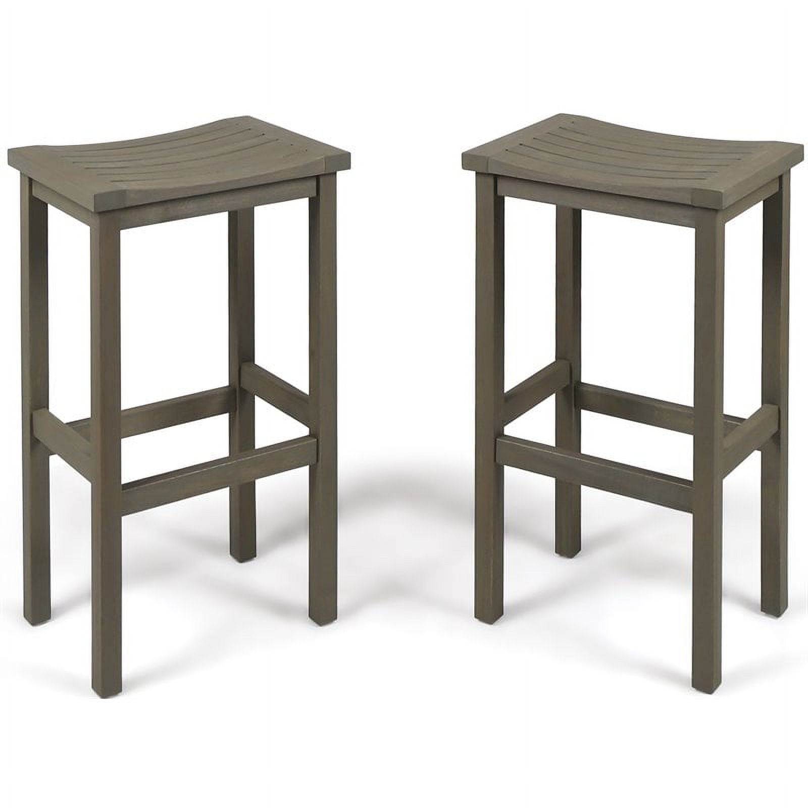 Cassie 30" Grey Acacia Wood Outdoor Barstools, Set of 2