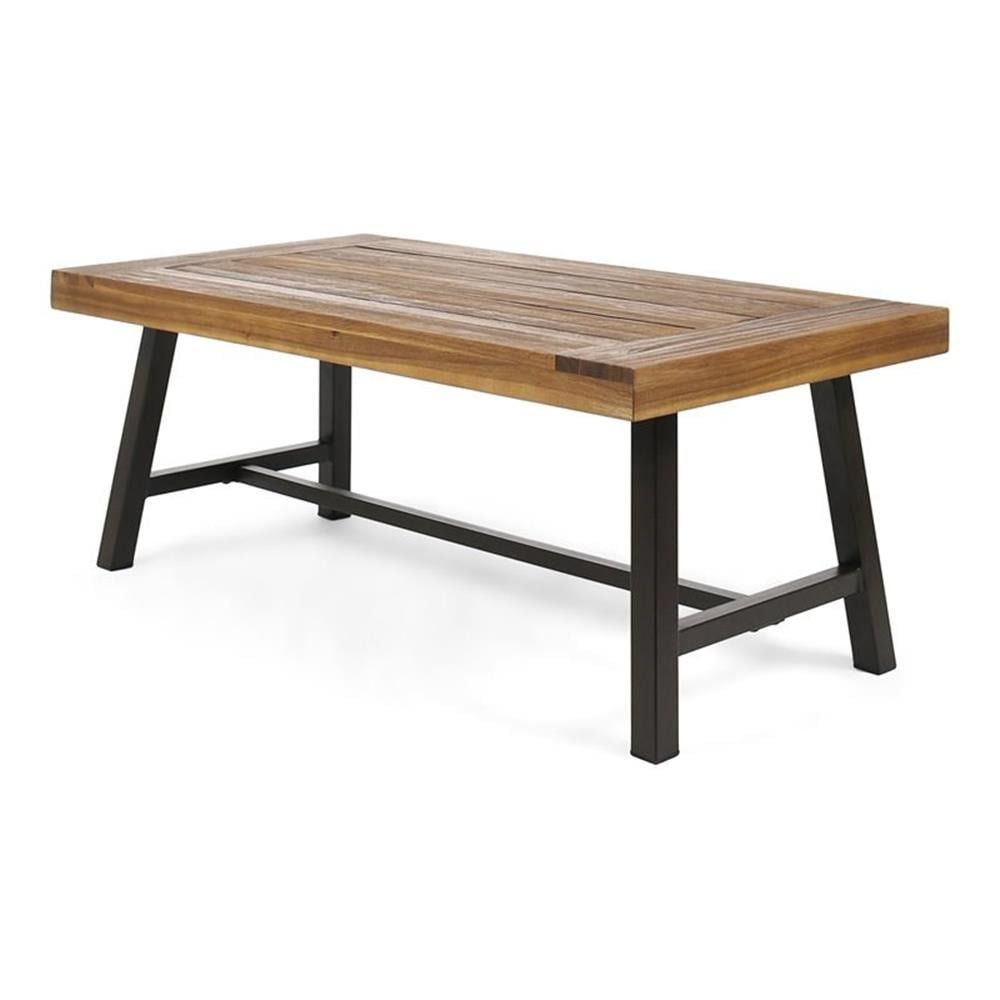Carlisle Rustic Brown Acacia Wood and Iron Outdoor Coffee Table
