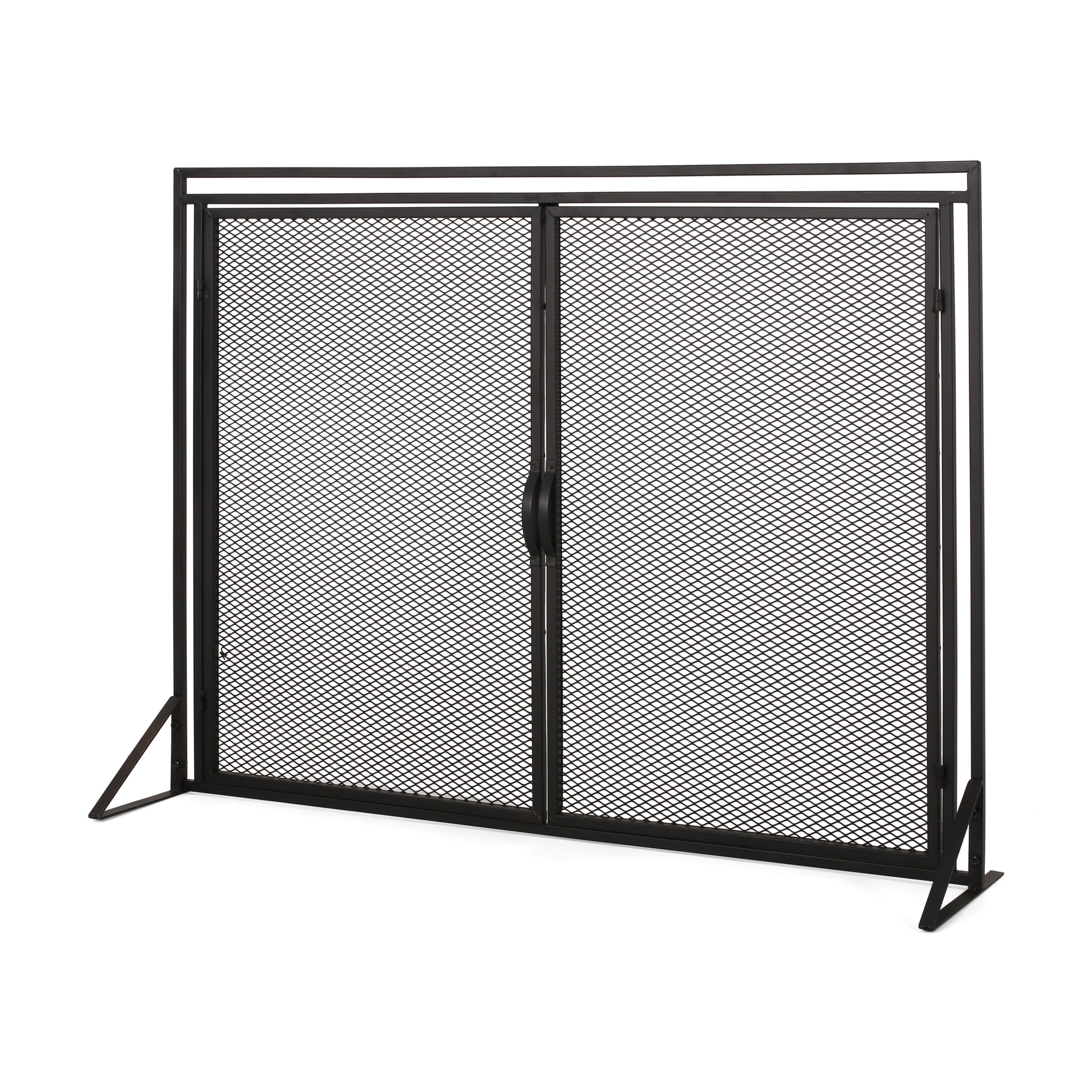 Noble House Cartwright Iron Fireplace Screen, Matte Black