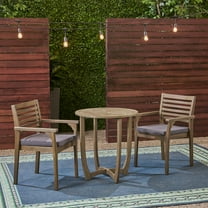 Noble House Casa 3 Piece Outdoor Acacia Wood Bistro Set in Gray and Dark Gray