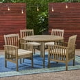 thumbnail image 1 of Noble House Casa 5 Piece Outdoor Acacia Wood Dining Set in Gray and Cream, 1 of 6