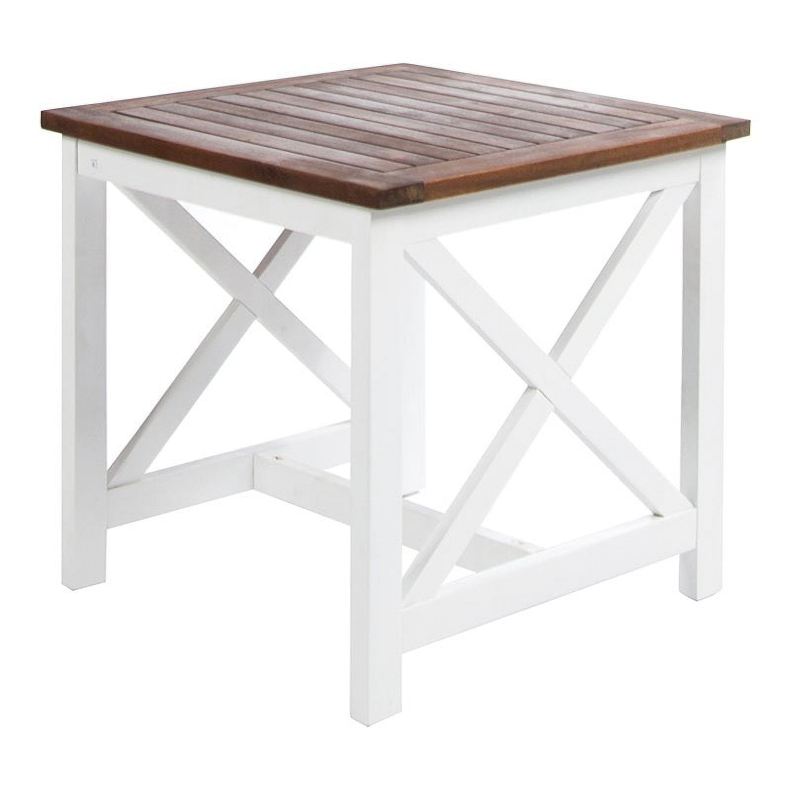 Noble House Cassara Acacia Wood Outdoor End Table with White Frame in Dark Oak - image 1 of 16