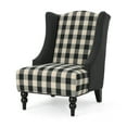 thumbnail image 1 of Noble House Charles Fabric High-Back Wingback Chair, Black Checkerboard, 1 of 6