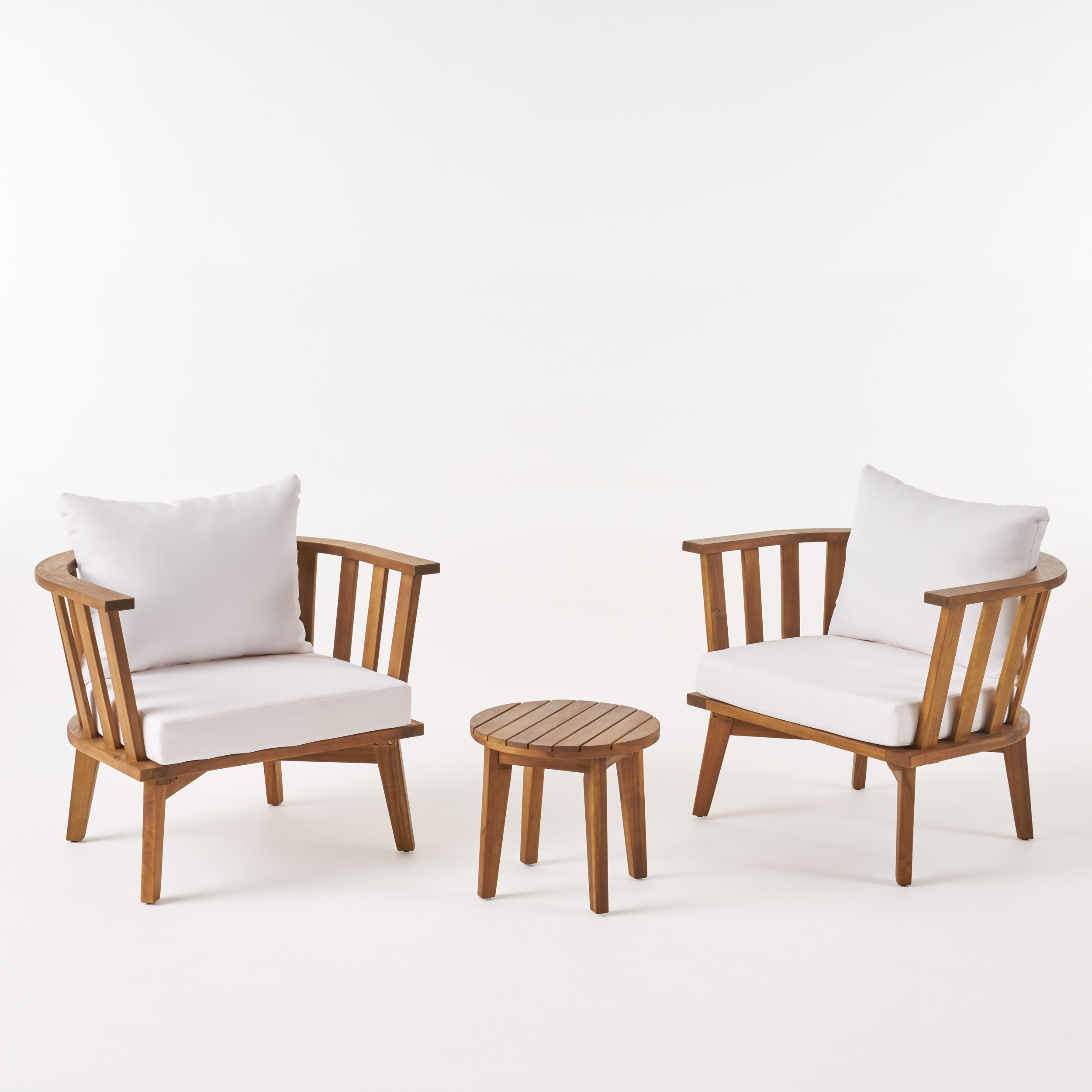Noble House Chilian Outdoor  2 Seater Club Chairs and Side Table Set Teak - image 1 of 5