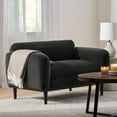 thumbnail image 1 of Noble House Chitwood Velvet Loveseat, Dark Gray and Matte Black, 1 of 7