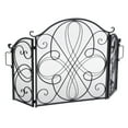 thumbnail image 1 of Noble House Christopher Iron Fireplace Screen, Silver Flower on Black, 1 of 12