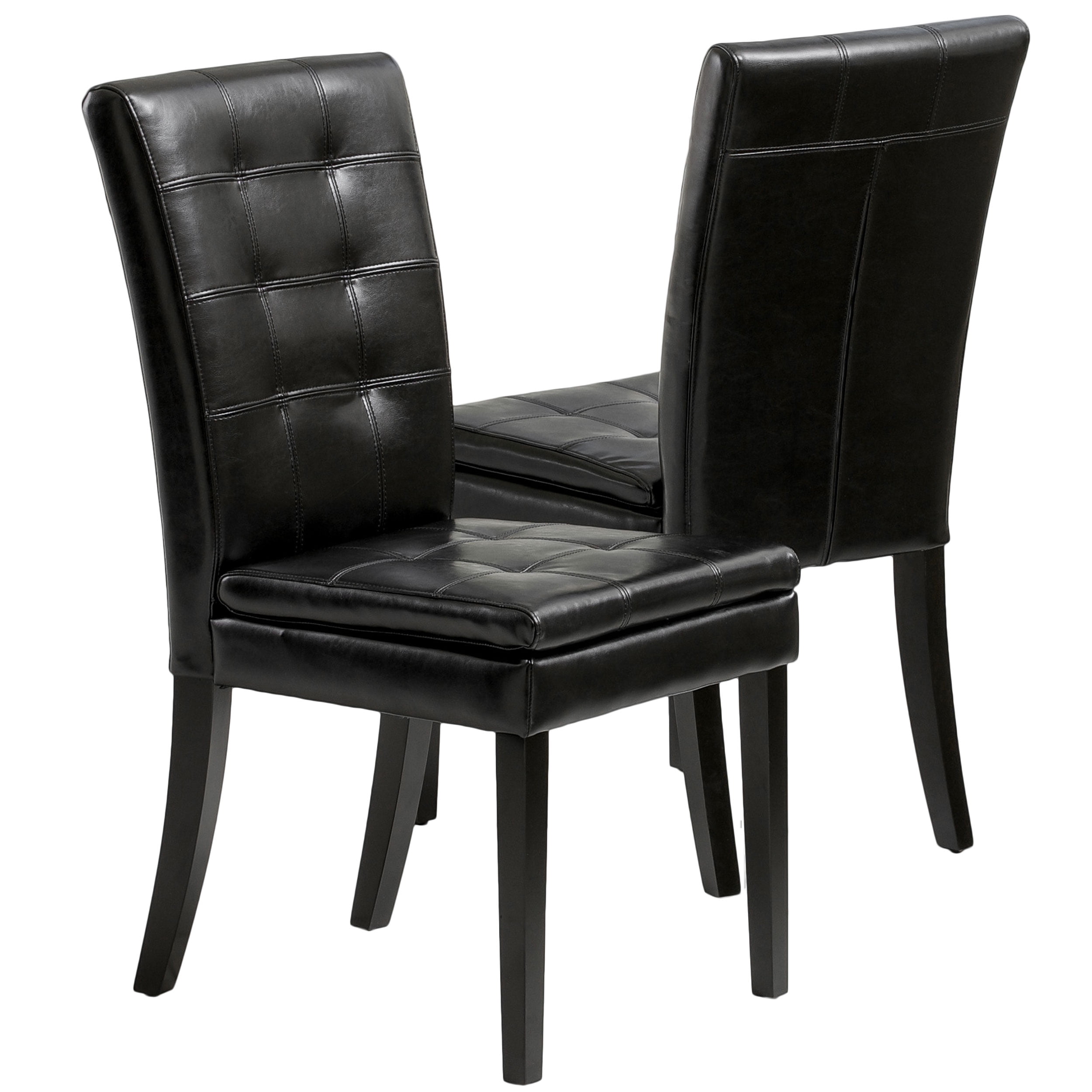 Noble House Clayton Set of 2 Contemporary Black Bonded Leather Dining Chairs