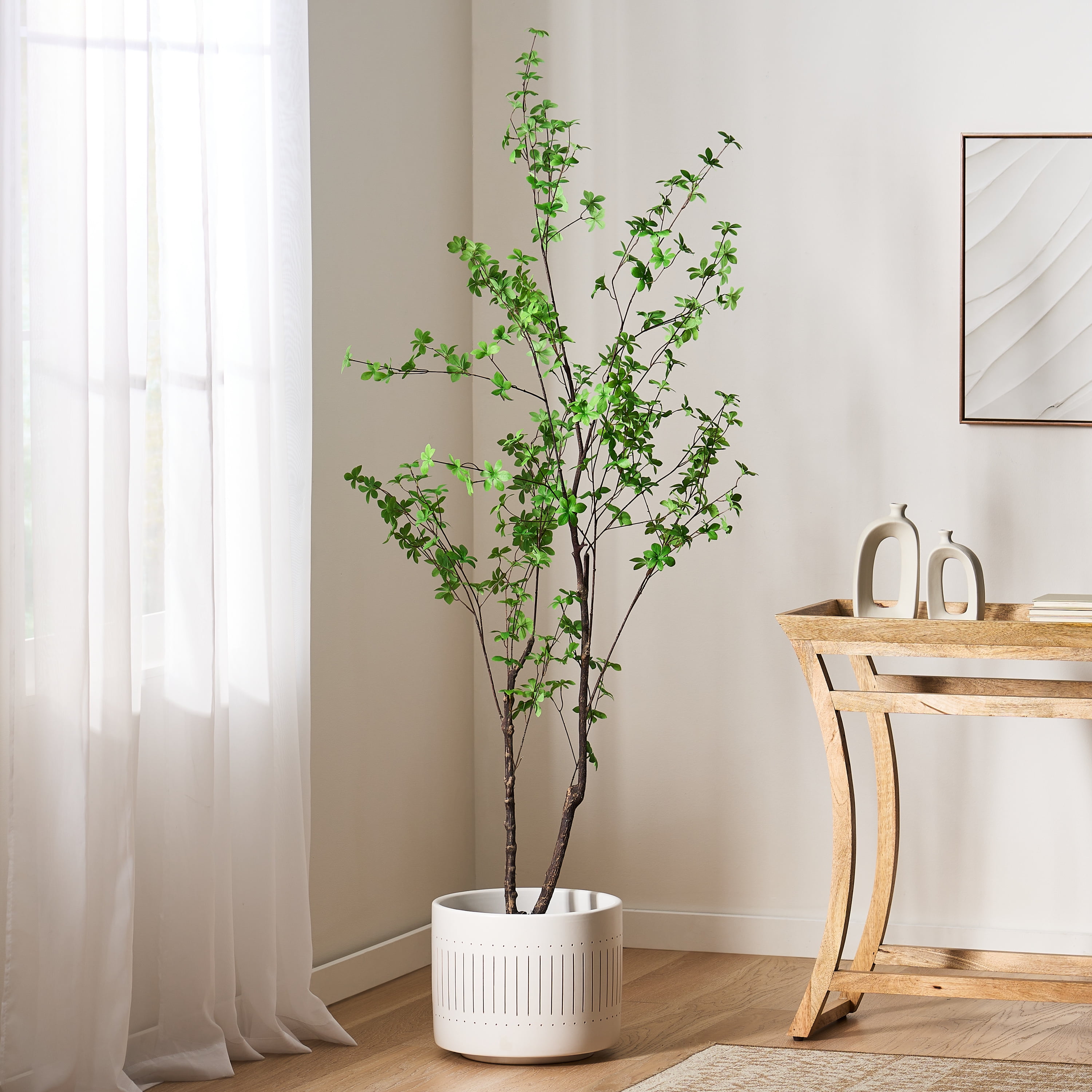 Noble House Coles 6' x 3' Artificial Enkianthus Tree, Green