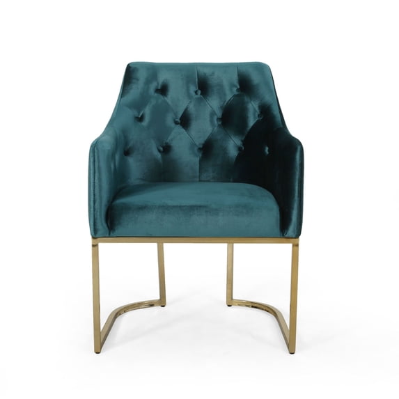 Noble House Contemporary Fabric Wingback Chair, Navy Blue