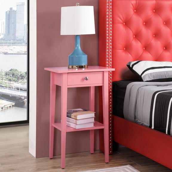 Noble House Contemporary Nightstand with Open Shelf Storage, Compact Bedside Table, Pink Finish