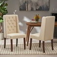 thumbnail image 1 of Noble House Cordella Contemporary Fabric Dining Chair, Set of 2, Beige, 1 of 6