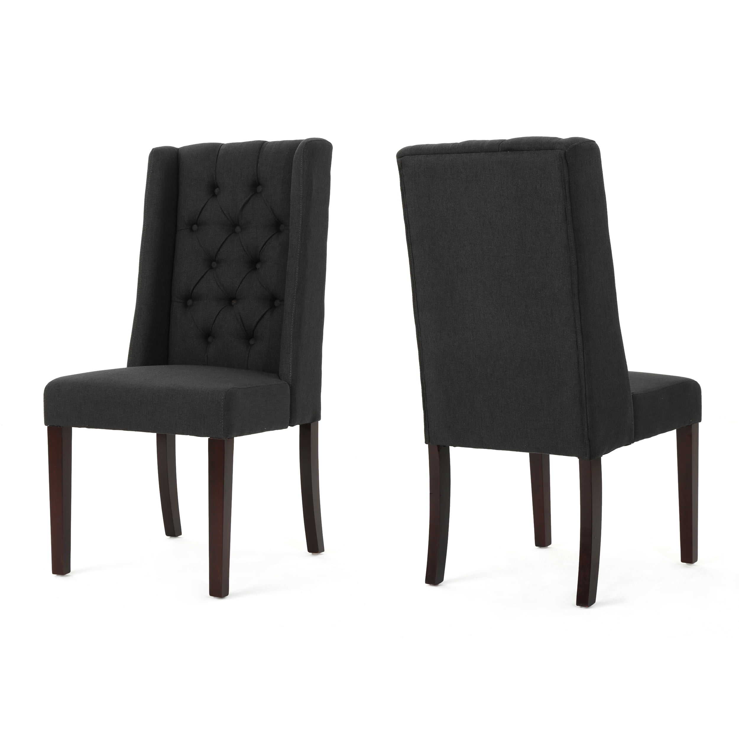 Contemporary Home Living Set of 2 Charcoal Gray and Brown Contemporary Hand Crafted Dining Chairs