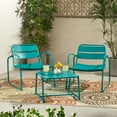 thumbnail image 1 of Calvert Outdoor Modern 2 Seater Iron Chat Set, Matte Teal, 1 of 10