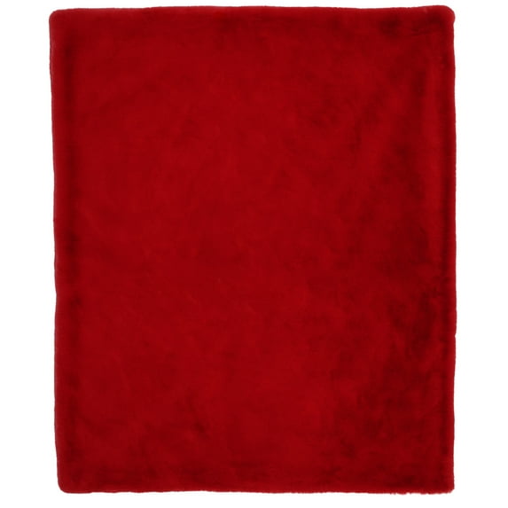 Contemporary Faux Rabbit Fur Area Rug Red Rectangle - Noble House-Color:Red,Material:faux rabbit fur