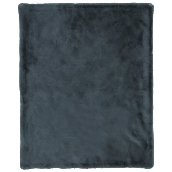 Contemporary Grey Rectangle Faux Rabbit Fur Area Rug - Noble House-Color:Grey,Material:faux rabbit fur