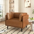 thumbnail image 1 of Noble House Cozy Seating Faux Leather Lounge Chair Vintage Chair with Steel Leg for Living Room, Brown, 1 of 8