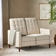 thumbnail image 1 of Noble House Craigue Fabric Tufted Loveseat Pushback Recliner, Beige, 1 of 11