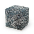thumbnail image 1 of Noble House Cube Bohemian Fabric Pouf, Blue, 1 of 6