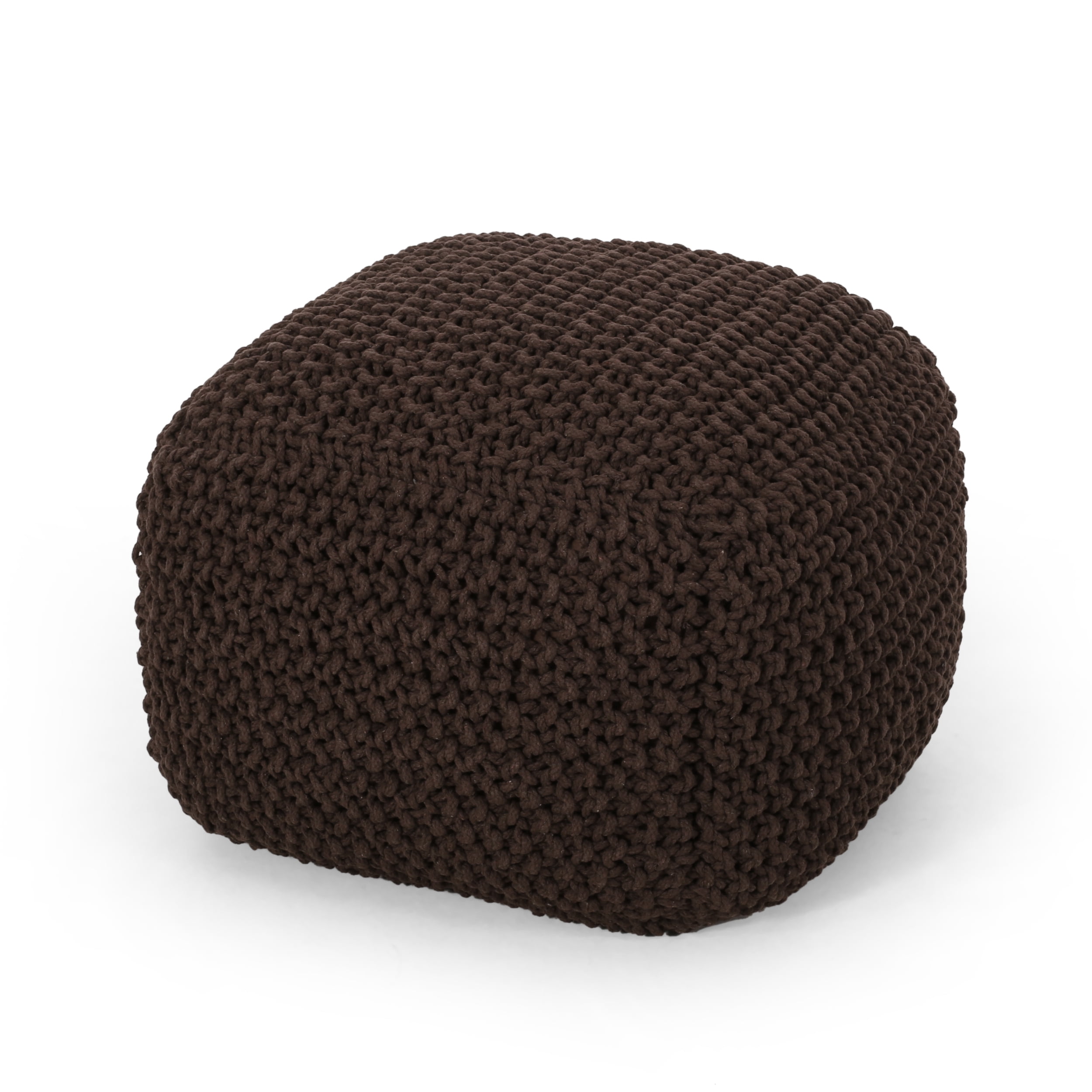 Noble House Cube Texture Fabric Pouf, Brown